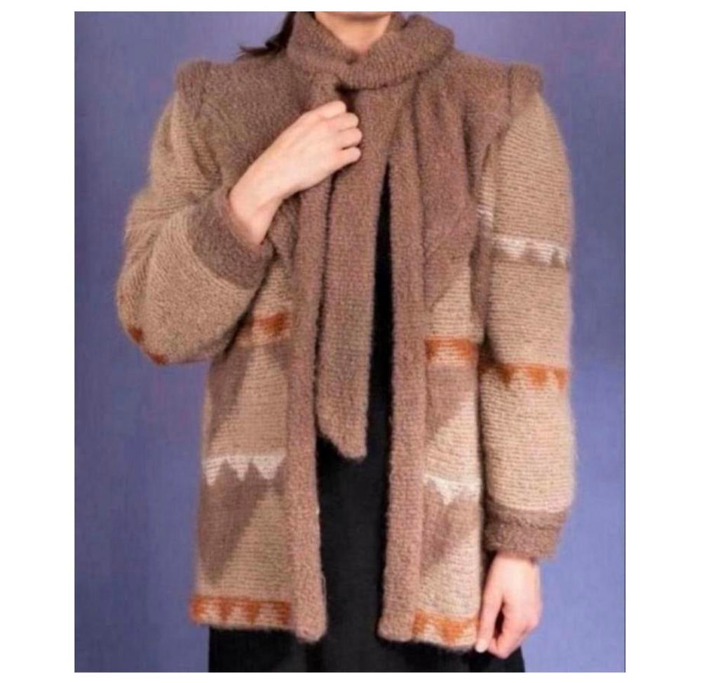 Escada Mohair Jacket vintage trendy Coat CARDIGAN western, Ophalen of Verzenden, Zo goed als nieuw, Maat 42/44 (L), Bruin