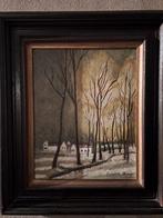 Sfeervol winters landschap – olie op doek, Antiek en Kunst, Ophalen