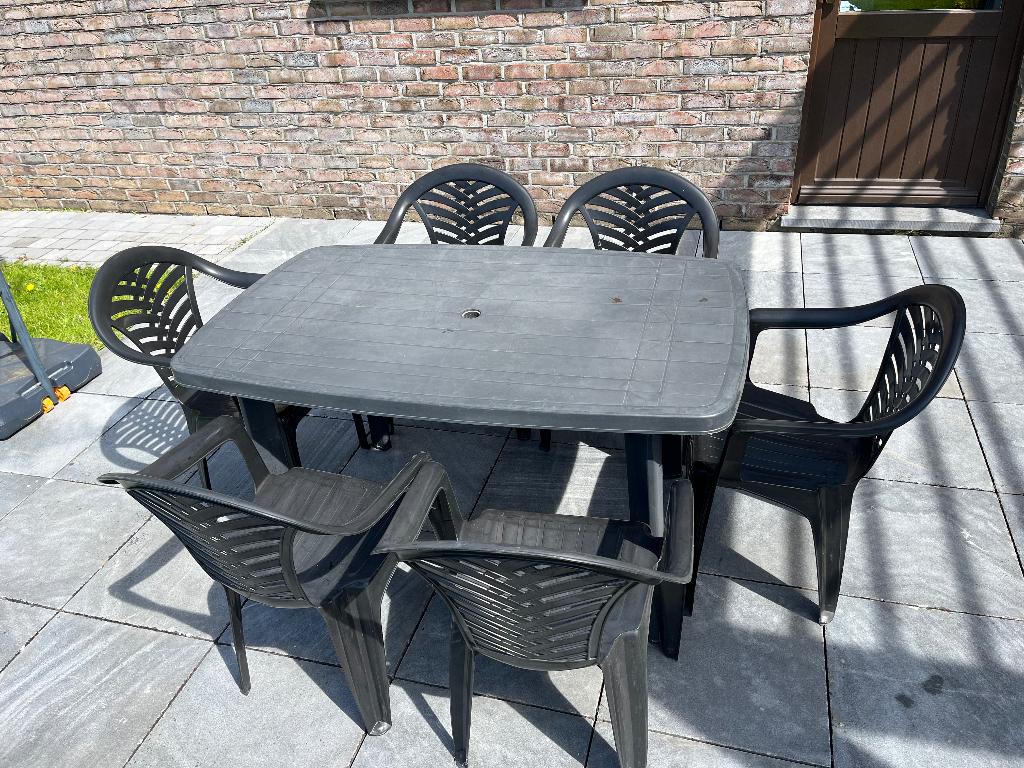Table de jardin + 6 chaises, Jardin & Terrasse, Enlèvement, Utilisé, Rectangulaire, Plastique