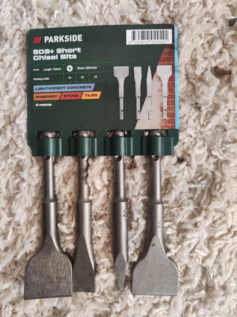Lot neuf de 4 burins courts SDS-plus Parkisde, Bricolage & Construction, Enlèvement, Neuf