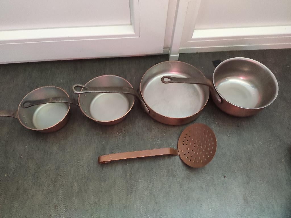 superbe lot casserole, bal., caf., bouil., chaudron cuivre, Antiquités & Art, Enlèvement, Cuivre