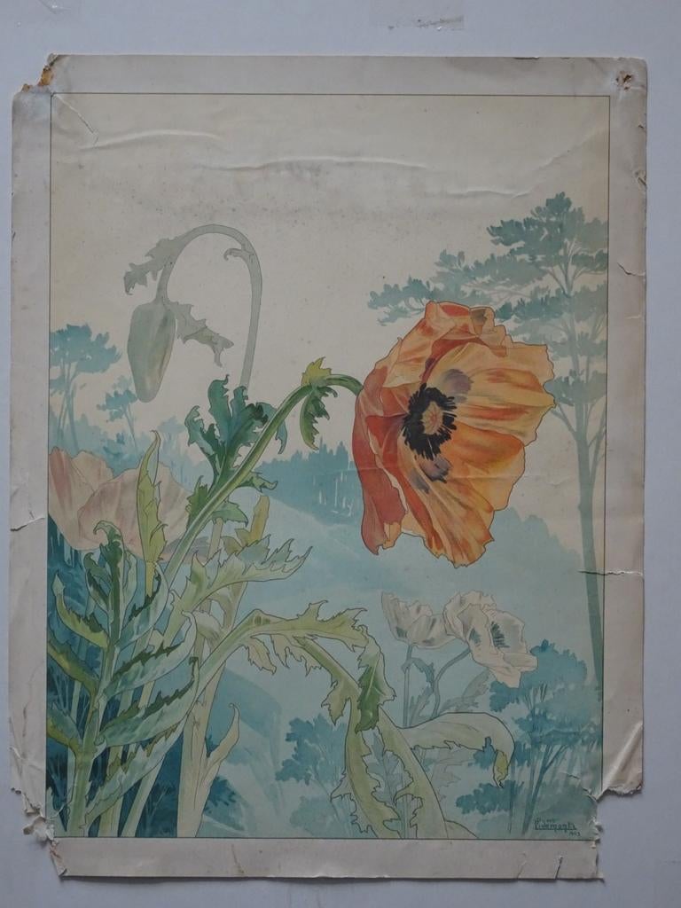 Privat-Livemont Klaprozen Coquelicots 1903, Antiek en Kunst, Kunst | Litho's en Zeefdrukken, Ophalen