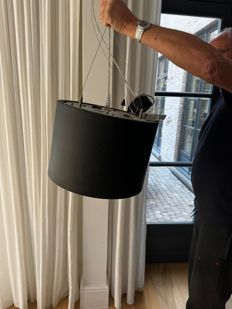 2 metalen hanglampen, Maison & Meubles, Lampes | Abat-jour, Enlèvement ou Envoi, Comme neuf, Noir