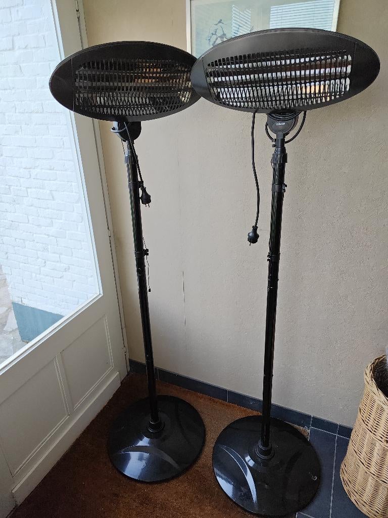 2 elektrische terrasverwarmers, Draaibaar, Vloer, Zo goed als nieuw, Ophalen