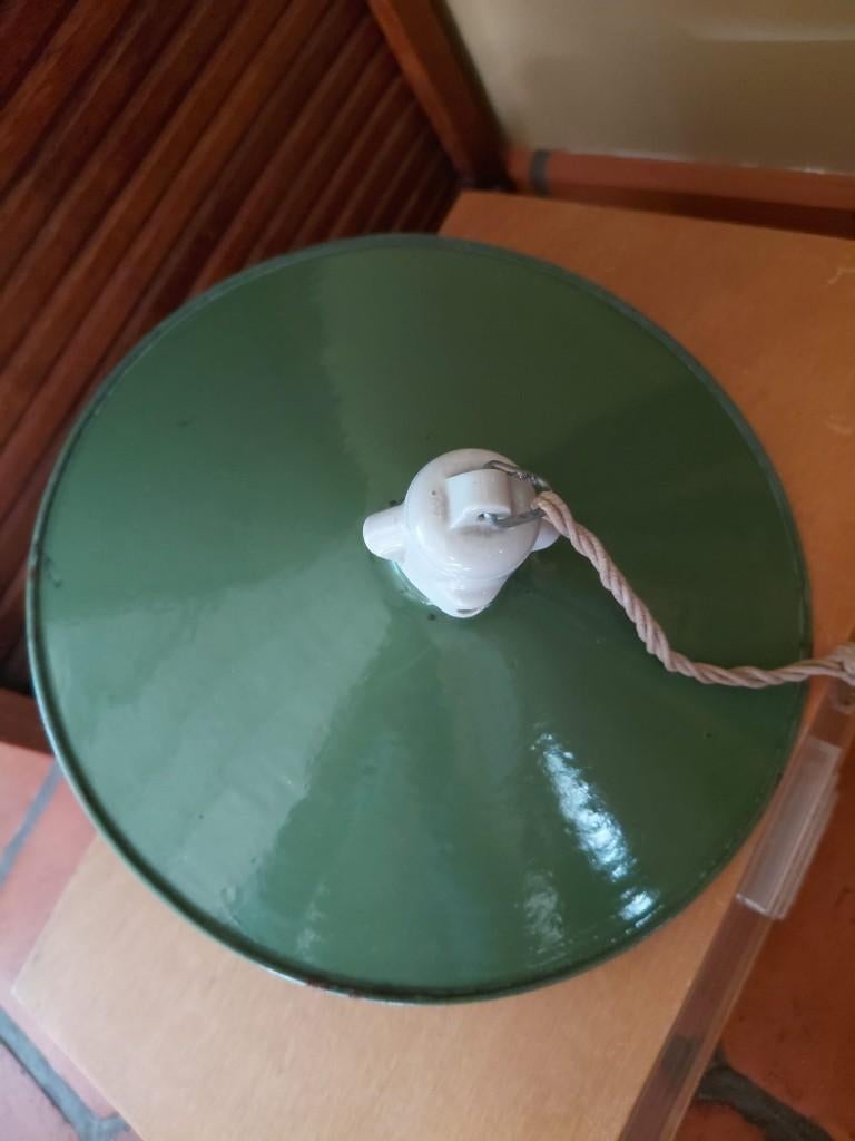 Vintage boeren stallamp - schuurlamp porselein / emaille, Ophalen of Verzenden