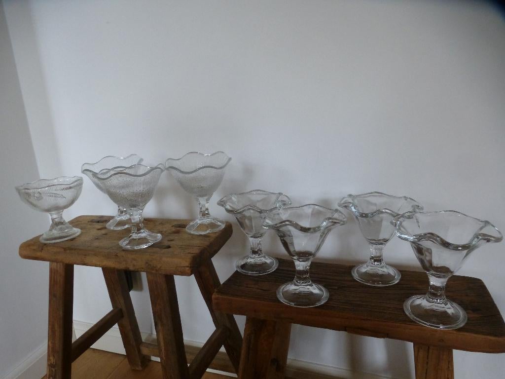 9 COUPES DE GLACE OU TRANCHES DE FRUITS, Maison & Meubles, Enlèvement ou Envoi, Comme neuf, Verre, Verre ou Verres