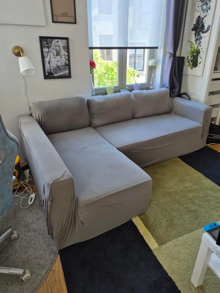 Gratis manstad zetel met grijze hoes, Ophalen, Gebruikt