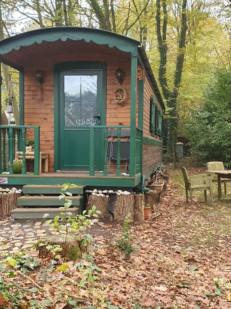 Gezellige pipowagen bij nationaal park hoge kempen