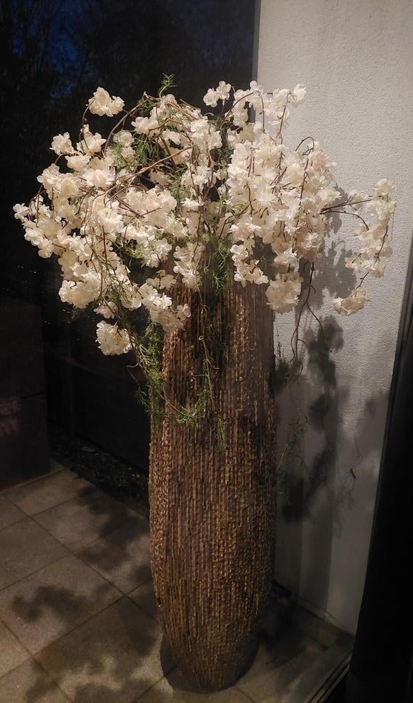 Belle grande composition florale en soie + vase, Enlèvement