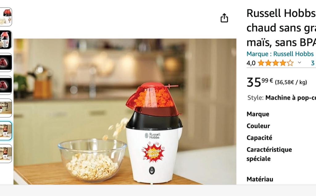 Machine à pop-corn, Enlèvement, Neuf