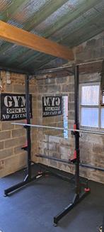 Rack musculation, squat Domyos 500 + accésoires, Sports & Fitness, Équipement de fitness, Enlèvement, Comme neuf, Bras, Barre d'haltères