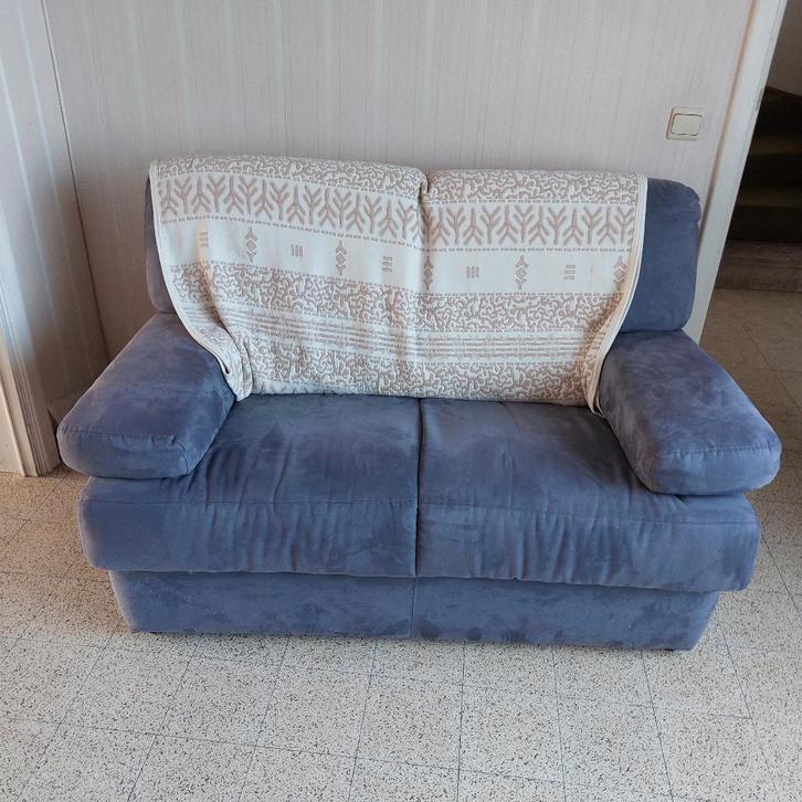 twee zetels, Maison & Meubles, Canapés | Salons, Utilisé, Banc droit, Trois personnes, 150 à 200 cm, 75 à 100 cm, Bois, Tissus