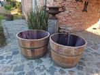 Un demi-tonneau de vin de Bordeaux en chêne comme jardinière, Enlèvement, Jardin