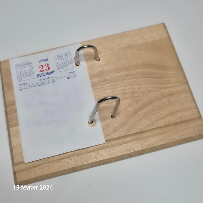 Socle pour éphéméride bois - 2 arceaux métal, Envoi, Neuf, Autres types