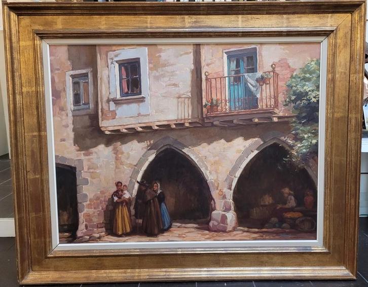 Charles BISSCHOPS, stadsgezicht in Gerona, Antiek en Kunst, Kunst | Schilderijen | Klassiek, Ophalen