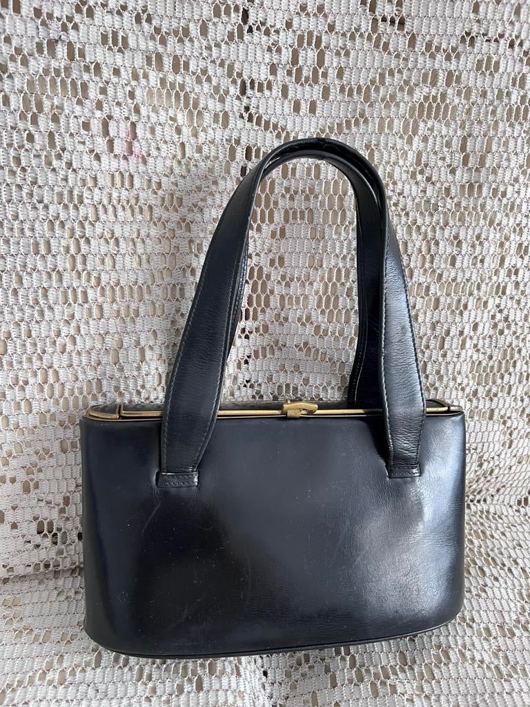 DELVAUX zwarte leren tas zeer zeldzaam model, Ophalen of Verzenden, Zo goed als nieuw, Zwart