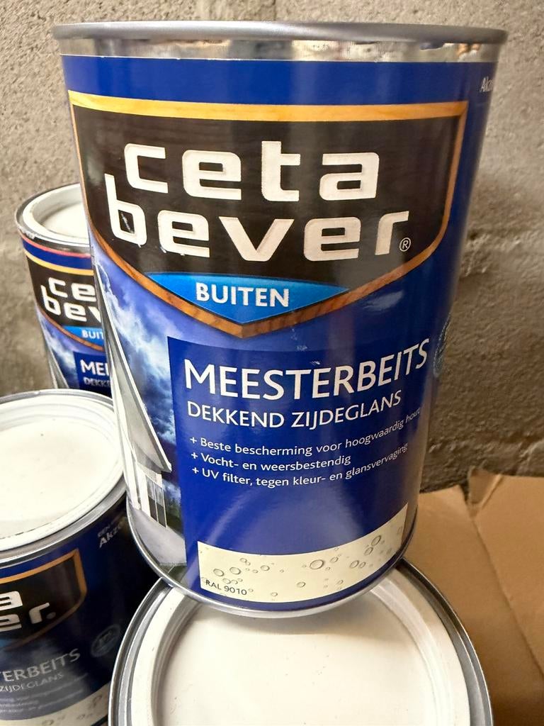 Cetabever dekkende beits ral 9010, zuiver wit 0,75liter, Bricolage & Construction, Bois & Planches, Neuf, Enlèvement ou Envoi