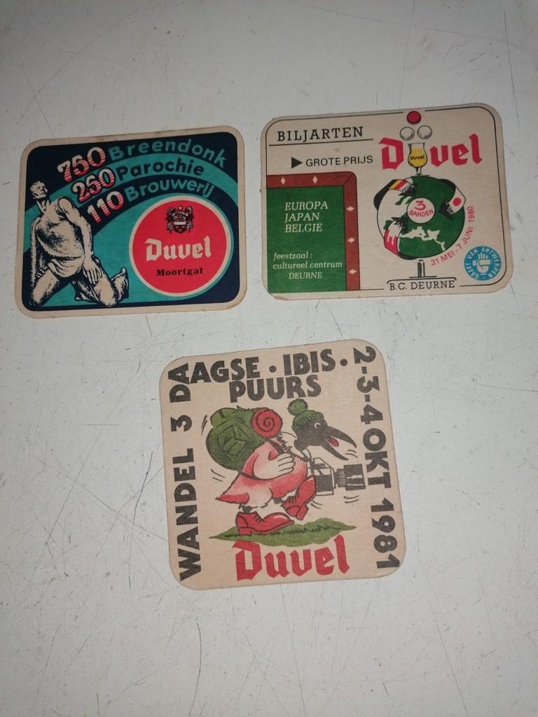 3 coussinets en feutre duvel différents, Enlèvement ou Envoi, Sous-bock, Duvel