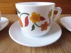 vintage arcopal 3 tasses et sous tasses motifs tulipe, Enlèvement ou Envoi, Utilisé, Tasse(s) et/ou soucoupe(s)