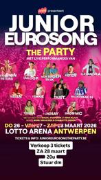 ticket junior eurosong the party 28 maart lotto arena, Tickets en Kaartjes, Drie personen of meer, Maart