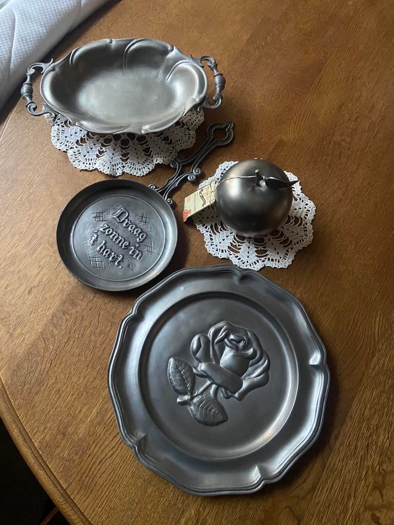 Decoratie TIN 4stuks, Antiek en Kunst, Antiek | Tin, Ophalen