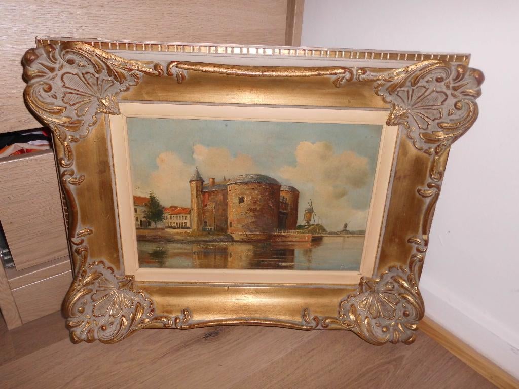 peinture a l huile signee " kruispoort " sainte croix bruges, Enlèvement ou Envoi