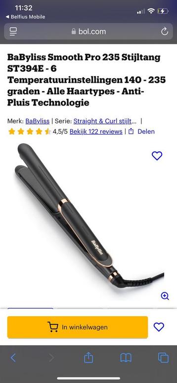 BaByliss smooth pro 235 stijltang beschikbaar voor biedingen