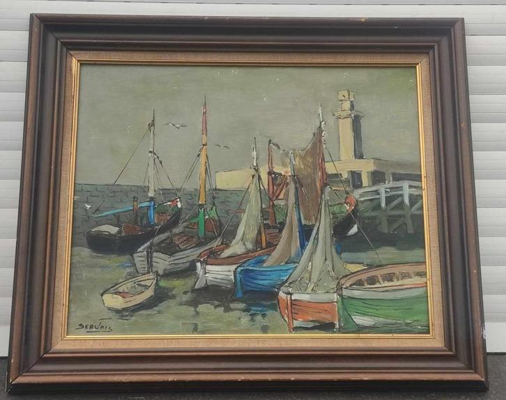 Huile sur panneau marine signe Frans servais, Antiek en Kunst, Kunst | Schilderijen | Klassiek, Ophalen of Verzenden