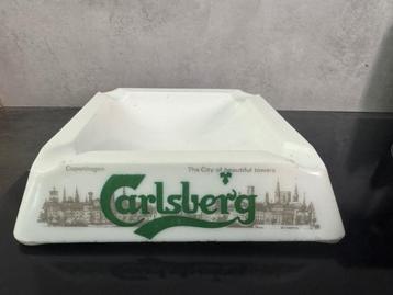 Vintage Carlsberg dikke melkwitte opaline glazen asbak, Envoi, Utilisé, Autres types