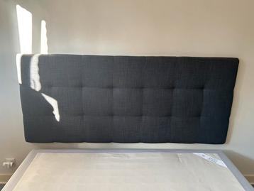 Tete de lit capitonné + cardre de lit (160), Gris, Queen size, Enlèvement, Utilisé