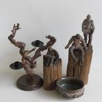 Paire vintage de figurines en argile sur tige, abstraites, Antiquités & Art, Art | Sculptures & Bois, Enlèvement