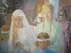 Procession catholique hst la Vierge et figurants, Antiquités & Art, Art | Peinture | Moderne, Enlèvement