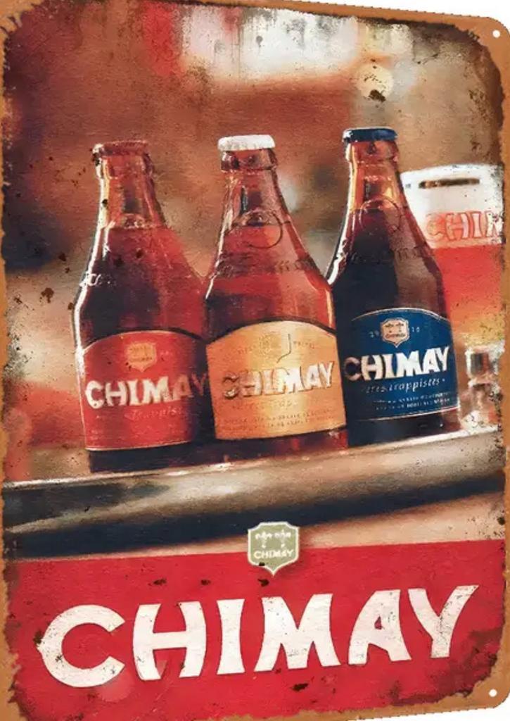Metalen reclamebord Chimay trappist - retro vintage mancave, Verzamelen, Merken en Reclamevoorwerpen, Zo goed als nieuw, Reclamebord