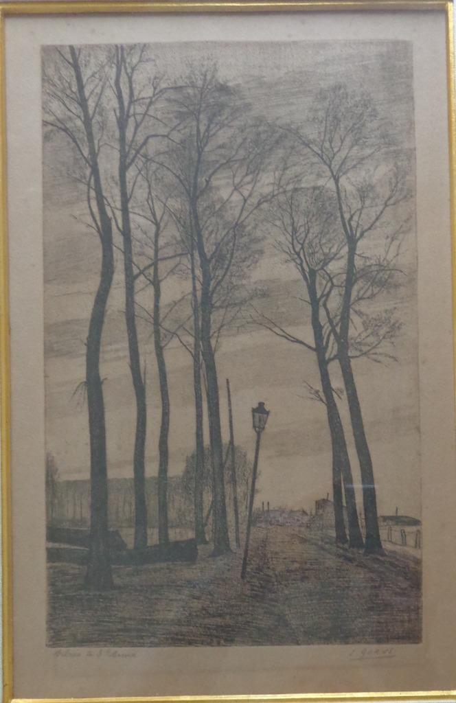JAAK GORUS / ARBRES A ST. ANNE / ZW-W ETS / 56x41cm / KADER, Antiek en Kunst, Kunst | Etsen en Gravures, Ophalen of Verzenden