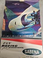 Zeldzame originele Sabena affiche Fly Boeing ca 1955, Ophalen of Verzenden, Zo goed als nieuw