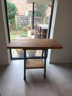 Houten tafel met ijzeren onderstel, Comme neuf, 100 à 150 cm, Rectangulaire, Robuust