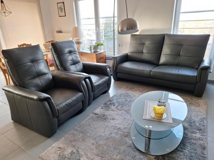 Salon cuir Divan 3 places + 2 relax électriques sans fil, Maison & Meubles, Canapés | Coins salons complets, Cuir, Enlèvement
