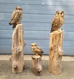 Diverse houtsnijwerken van een uil tuinbeeld houtsculptuur, Tuin en Terras, Tuinbeelden, Ophalen of Verzenden, Zo goed als nieuw