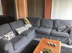Grijze stoffen hoekzetel met slaapbank en lade, Huis en Inrichting, Ophalen, Gebruikt, Stof
