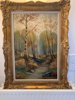 Schilderij boslandschap met personage H.Malick, Antiek en Kunst, Kunst | Schilderijen | Klassiek, Ophalen of Verzenden