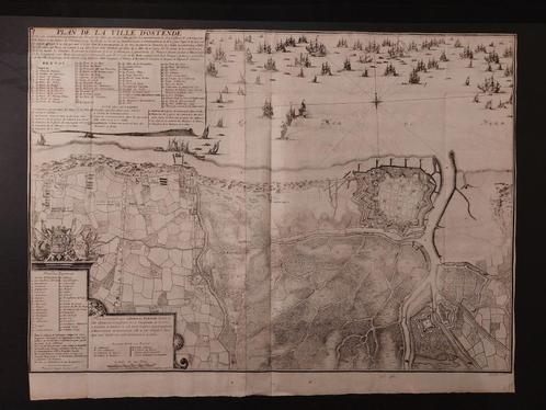 Beleg van Oostende Plan de la Ville d'Ostende 1706 Fricx, Boeken, Atlassen en Landkaarten, Zo goed als nieuw, Landkaart, België