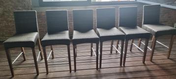 6 chaises de bar Castle Loom — chaises design élégantes, Comme neuf, Enlèvement, Bois, 60 à 90 cm