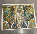 Grande toile Dr. Bulugu Elephant Art Art Painting, Antiquités & Art, Enlèvement ou Envoi