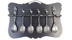 Rek met Antieke Tinnen Sierlepels, Antiek en Kunst, Ophalen of Verzenden