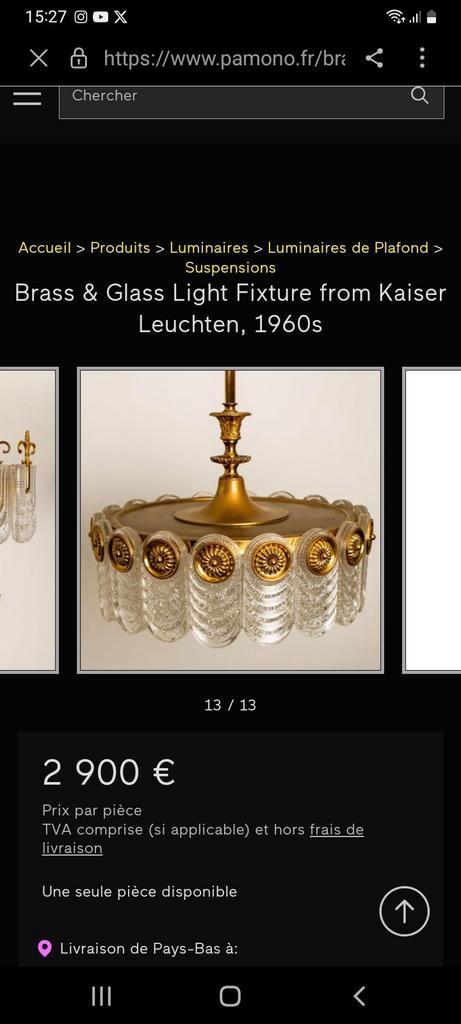 kaiser design.Allemagne 1960, Maison & Meubles, Lampes | Suspensions, Comme neuf, Verre, Enlèvement ou Envoi