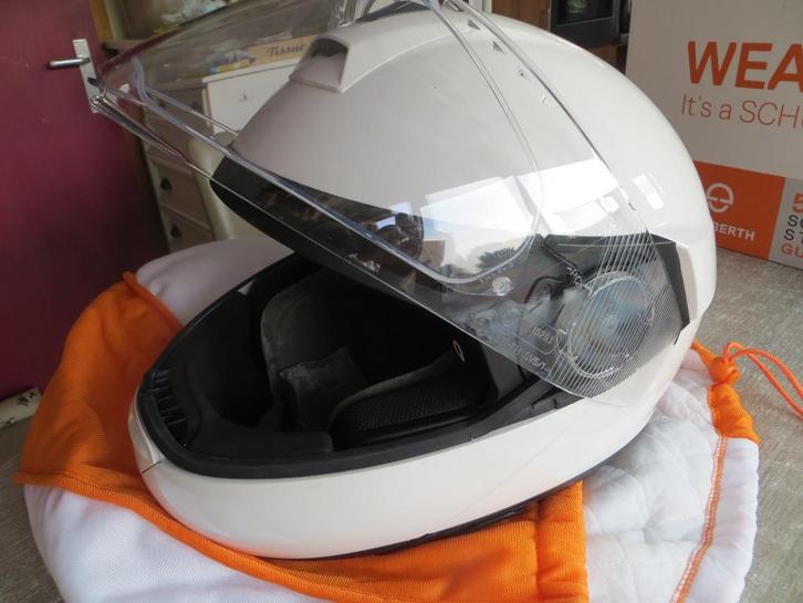 Motorhelm Schubert C4 Basic - glossy white maat 55, Motoren, Kleding | Motorhelmen, Systeemhelm, S, Overige merken, Nieuw met kaartje