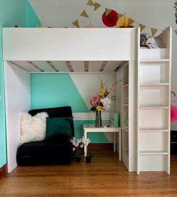 lit - bureau - armoire IKEA SMÄSTAD (blanc), Enfants & Bébés, Lit mezzanine ou Lit superposé, 85 à 100 cm, Enlèvement, 180 cm ou plus