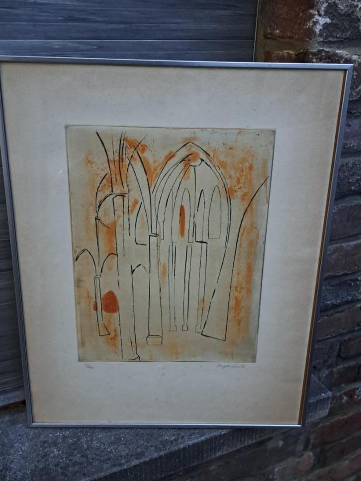 Gravure signe max hagetschweiler, Antiek en Kunst, Kunst | Etsen en Gravures, Ophalen of Verzenden