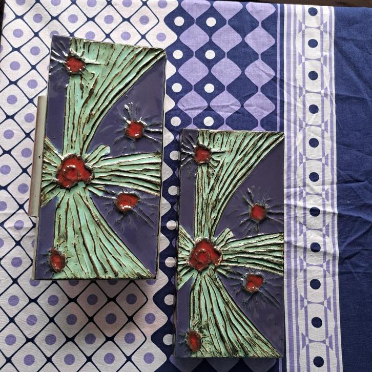 Vintage keramiek set: deurgreep en plaquette, Antiek en Kunst, Antiek | Keramiek en Aardewerk, Ophalen