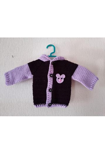 Blouson à Capuche fait main au crochet taille 1 à 3 mois beschikbaar voor biedingen
